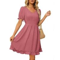 Fashion Double Pockets Pink Dot Pattern Knee Length Dress - 2