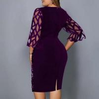 Shimmering Purple Terylene Mesh Party Dress Elegant - 3