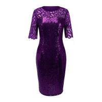 Shimmering Purple Terylene Mesh Party Dress Elegant - 4
