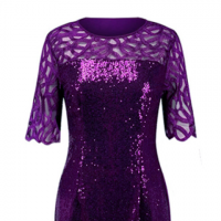 Shimmering Purple Terylene Mesh Party Dress Elegant - 5