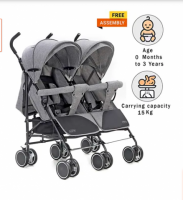 Babyhug Deuce Twin Stroller - Grey