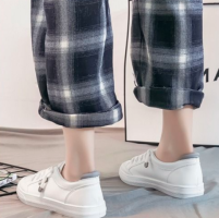 Stylish White Lace Closure Women Sneakers Flat Bottom Round Toe Fashion Shoes for Casual Outwear &am - 2