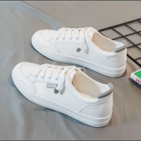 Stylish White Lace Closure Women Sneakers Flat Bottom Round Toe Fashion Shoes for Casual Outwear &am - 3