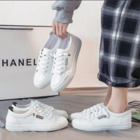 Stylish White Lace Closure Women Sneakers Flat Bottom Round Toe Fashion Shoes for Casual Outwear &am - 4