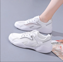 White Mesh Lace-Up Flat Sneakers for Women Lightweight Breathable Anti-Slip