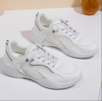 White Mesh Lace-Up Flat Sneakers for Women Lightweight Breathable Anti-Slip - 5