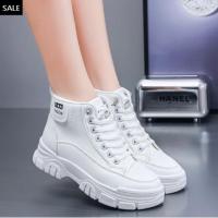 Premium White Lace-Up Sneakers Women's Winter Warm Snow Shoes with Non-Slip Chunky Soles & Comfortab - 2