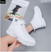 Premium White Lace-Up Sneakers Women's Winter Warm Snow Shoes with Non-Slip Chunky Soles & Comfortab - 4