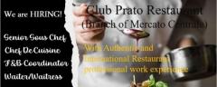 Hiring chefs / waitrer and waitress