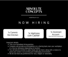 Hiring commis & waiter cum waiter