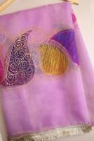 Handpainted Lavender Multi-Color Motifs Dupatta